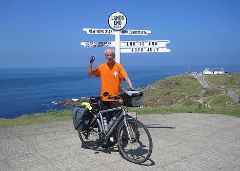end of cycle ride from John O'Groats at Land's End