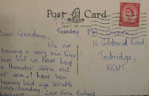 Postcard to Grandma 1950's