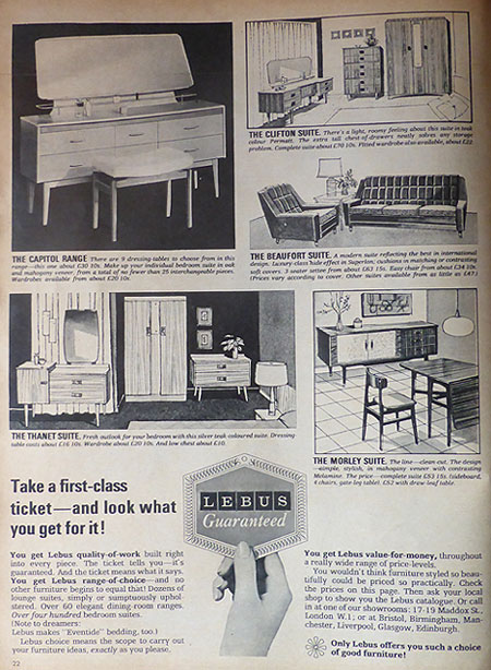 Lebus Furniture advert 1960's
